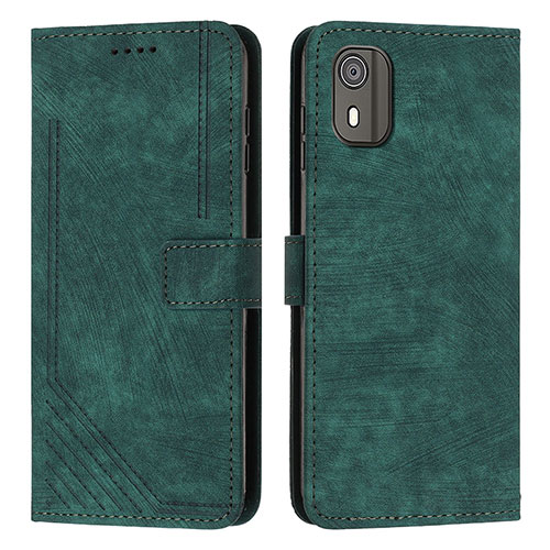 Leather Case Stands Flip Cover Holder Y08X for Nokia C02 Green