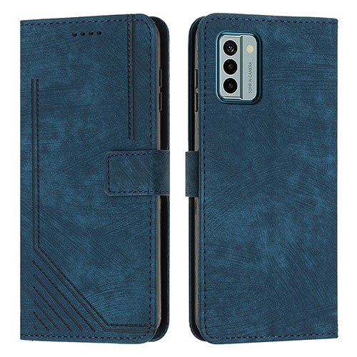 Leather Case Stands Flip Cover Holder Y08X for Nokia G22 Blue