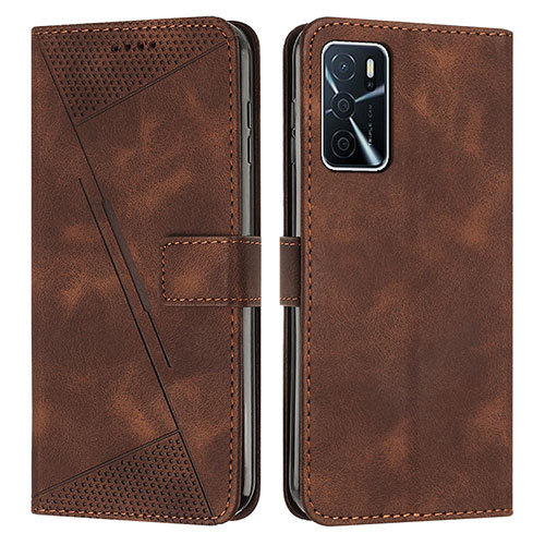 Leather Case Stands Flip Cover Holder Y08X for Oppo A16 Brown