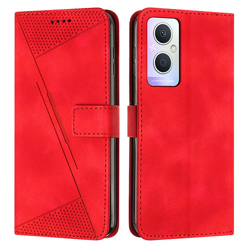 Leather Case Stands Flip Cover Holder Y08X for Oppo A96 5G Red