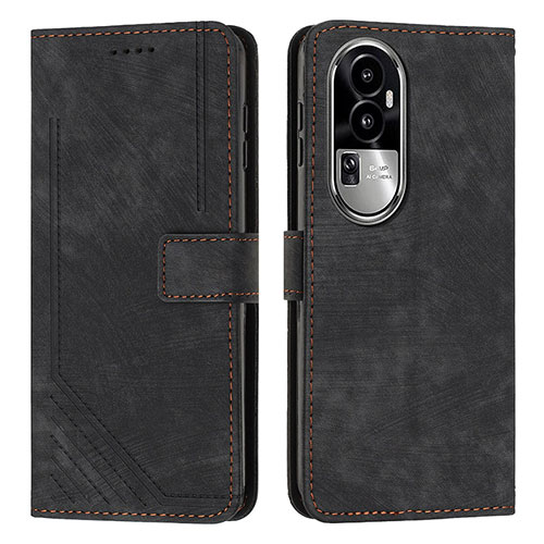 Leather Case Stands Flip Cover Holder Y08X for Oppo Reno10 Pro+ Plus 5G Black