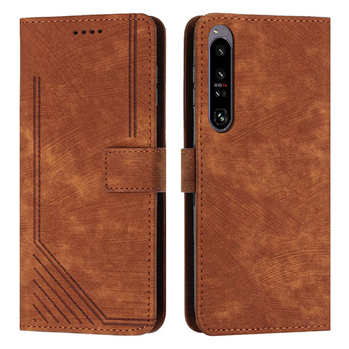 Leather Case Stands Flip Cover Holder Y08X for Sony Xperia 1 IV Brown