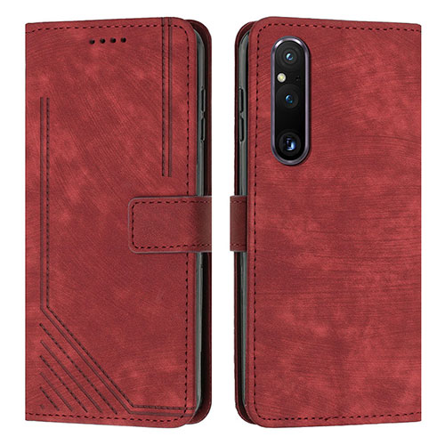 Leather Case Stands Flip Cover Holder Y08X for Sony Xperia 1 V Red