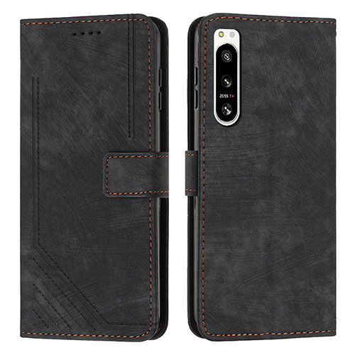 Leather Case Stands Flip Cover Holder Y08X for Sony Xperia 5 IV Black