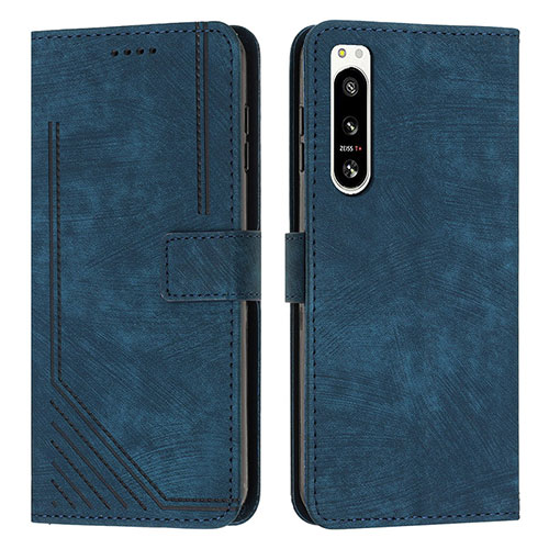 Leather Case Stands Flip Cover Holder Y08X for Sony Xperia 5 IV Blue