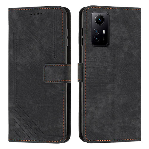 Leather Case Stands Flip Cover Holder Y08X for Xiaomi Redmi Note 12S Black