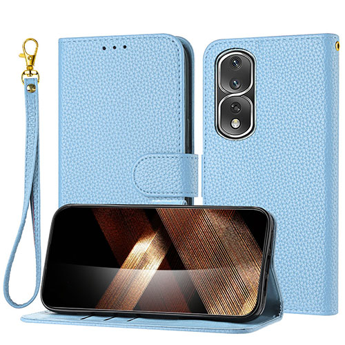 Leather Case Stands Flip Cover Holder Y09X for Huawei Honor 80 Pro 5G Blue