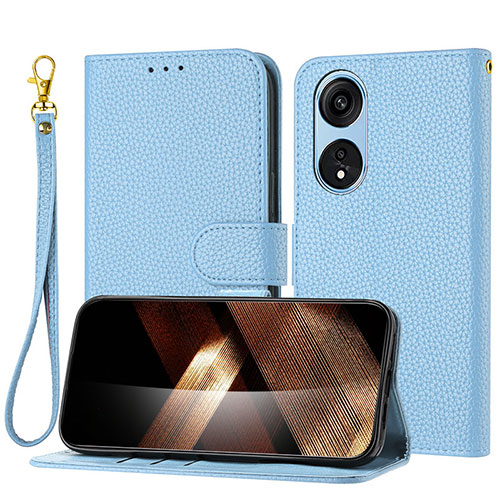 Leather Case Stands Flip Cover Holder Y09X for Huawei Honor X5 Plus Blue