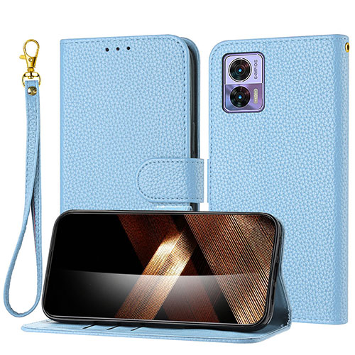 Leather Case Stands Flip Cover Holder Y09X for Motorola Moto Edge 30 Lite 5G Blue