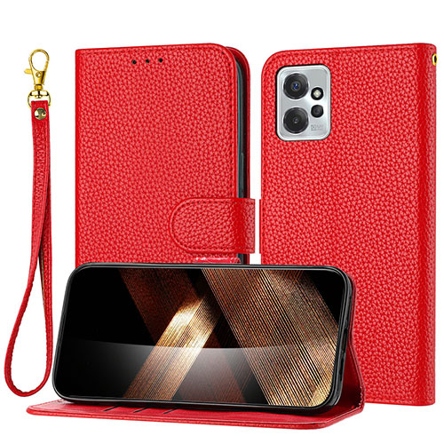 Leather Case Stands Flip Cover Holder Y09X for Motorola Moto G Power 5G (2023) Red