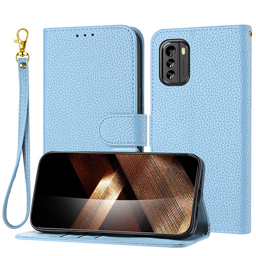 Leather Case Stands Flip Cover Holder Y09X for Nokia G60 5G Blue