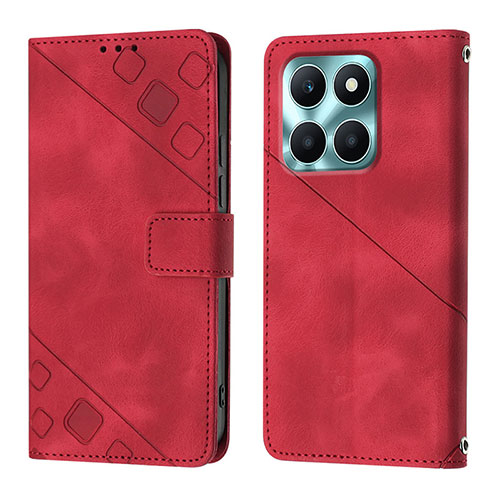 Leather Case Stands Flip Cover Holder YB1 for Huawei Honor X8b Red