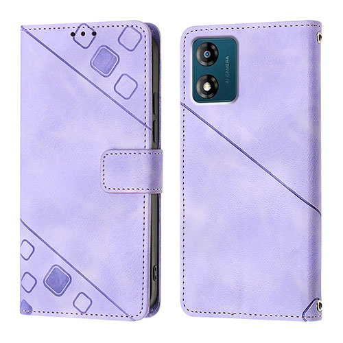 Leather Case Stands Flip Cover Holder YB1 for Motorola Moto E13 Purple