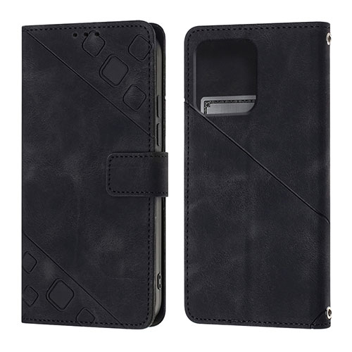 Leather Case Stands Flip Cover Holder YB1 for Motorola Moto Edge 40 Pro 5G Black