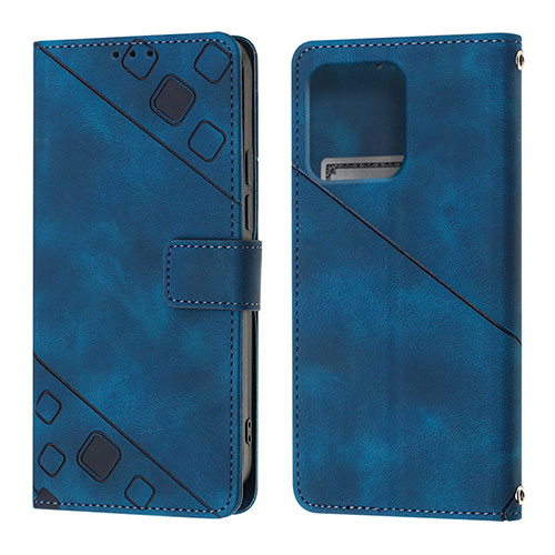 Leather Case Stands Flip Cover Holder YB1 for Motorola Moto Edge 40 Pro 5G Blue