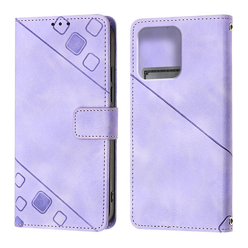 Leather Case Stands Flip Cover Holder YB1 for Motorola Moto Edge 40 Pro 5G Purple