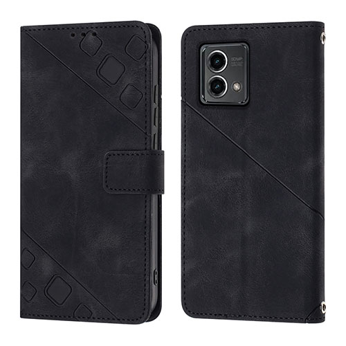 Leather Case Stands Flip Cover Holder YB1 for Motorola Moto G 5G (2023) Black