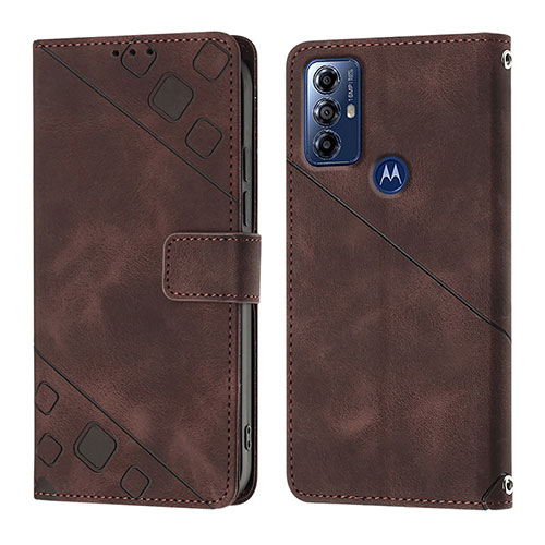 Leather Case Stands Flip Cover Holder YB1 for Motorola Moto G Play Gen 2 Brown