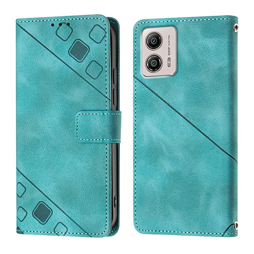 Leather Case Stands Flip Cover Holder YB1 for Motorola Moto G53j 5G Green