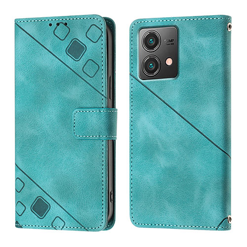 Leather Case Stands Flip Cover Holder YB1 for Motorola Moto G84 5G Green