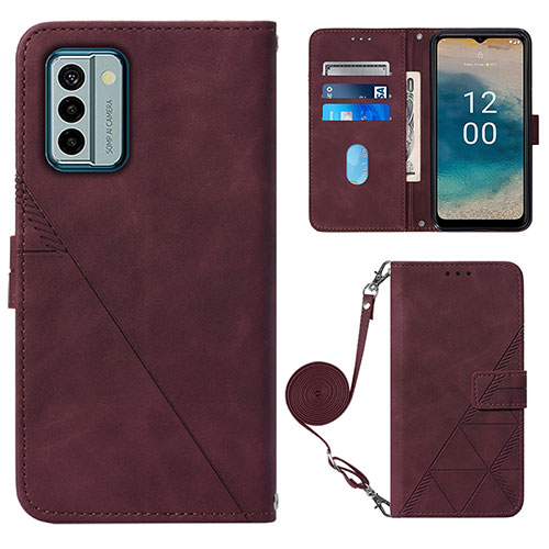 Leather Case Stands Flip Cover Holder YB1 for Nokia G22 Red