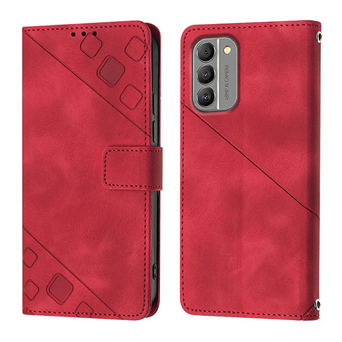 Leather Case Stands Flip Cover Holder YB1 for Nokia G400 5G Red