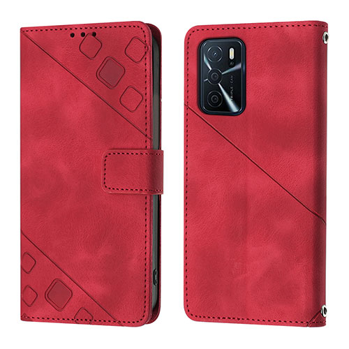 Leather Case Stands Flip Cover Holder YB1 for Oppo A16 Red