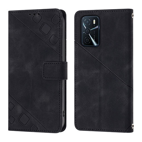 Leather Case Stands Flip Cover Holder YB1 for Oppo A16s Black