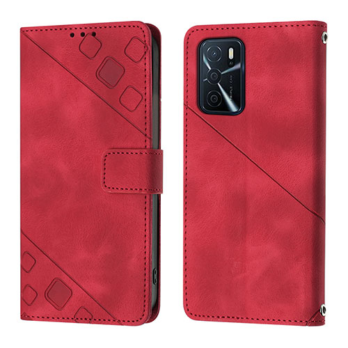 Leather Case Stands Flip Cover Holder YB1 for Oppo A16s Red