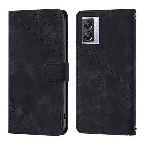 Leather Case Stands Flip Cover Holder YB1 for Oppo A77 5G Black