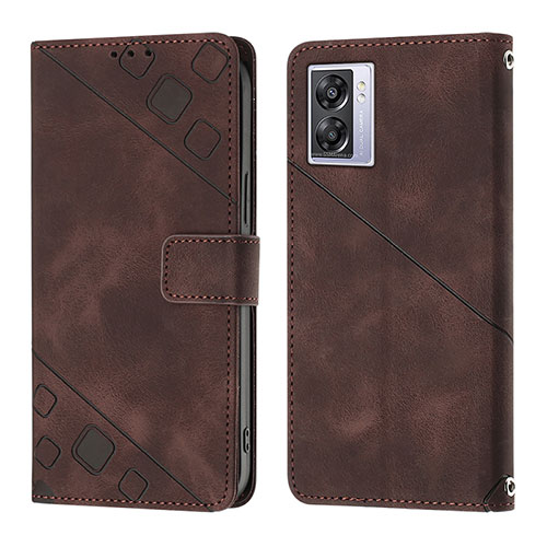 Leather Case Stands Flip Cover Holder YB1 for Oppo A77 5G Brown