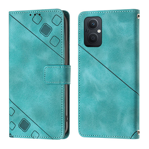 Leather Case Stands Flip Cover Holder YB1 for Oppo A96 5G Green