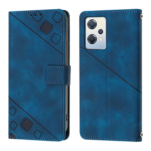 Leather Case Stands Flip Cover Holder YB1 for Oppo K10X 5G Blue