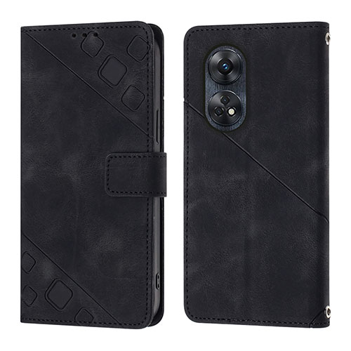 Leather Case Stands Flip Cover Holder YB1 for Oppo Reno8 T 4G Black