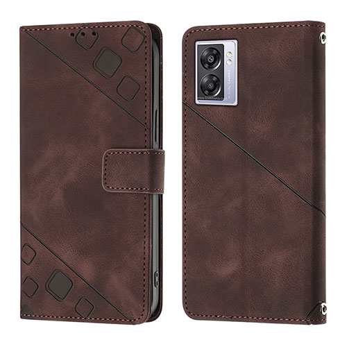 Leather Case Stands Flip Cover Holder YB1 for Realme Narzo 50 5G Brown
