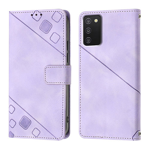 Leather Case Stands Flip Cover Holder YB1 for Samsung Galaxy A02s Purple