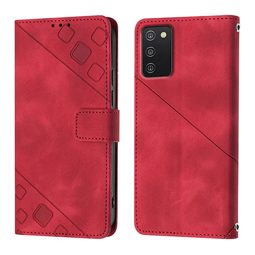 Leather Case Stands Flip Cover Holder YB1 for Samsung Galaxy A02s Red