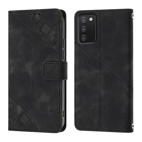 Leather Case Stands Flip Cover Holder YB1 for Samsung Galaxy A03s Black