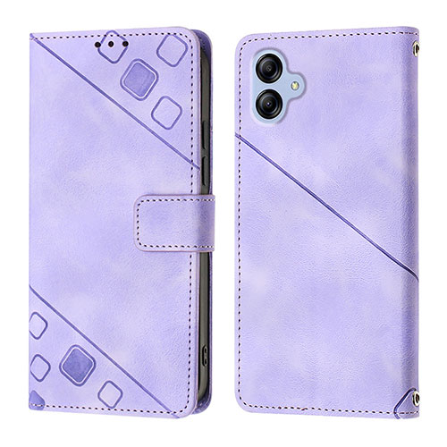 Leather Case Stands Flip Cover Holder YB1 for Samsung Galaxy A04 4G Purple