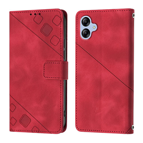 Leather Case Stands Flip Cover Holder YB1 for Samsung Galaxy A04E Red