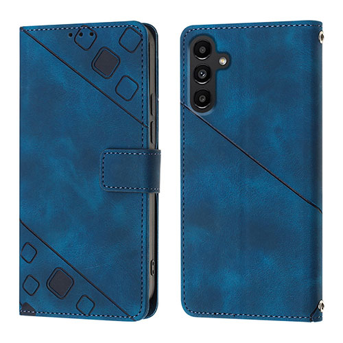 Leather Case Stands Flip Cover Holder YB1 for Samsung Galaxy A04s Blue