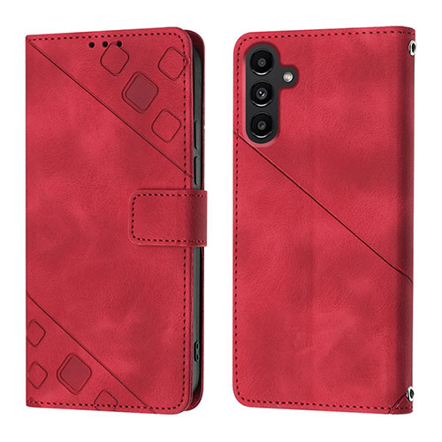 Leather Case Stands Flip Cover Holder YB1 for Samsung Galaxy A04s Red