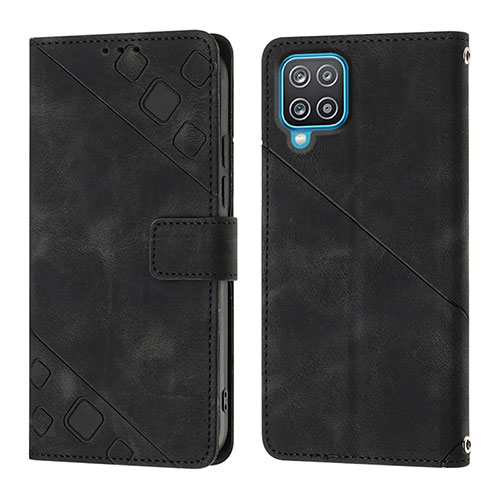 Leather Case Stands Flip Cover Holder YB1 for Samsung Galaxy A12 5G Black