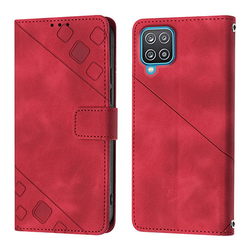 Leather Case Stands Flip Cover Holder YB1 for Samsung Galaxy A12 5G Red