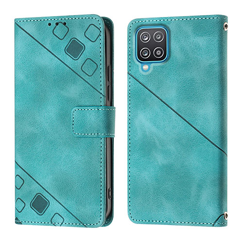 Leather Case Stands Flip Cover Holder YB1 for Samsung Galaxy A12 Green