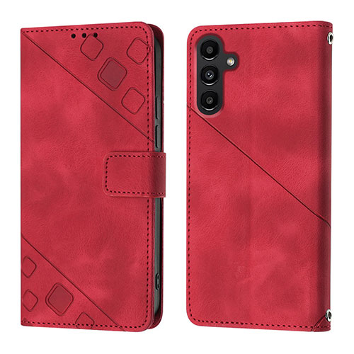 Leather Case Stands Flip Cover Holder YB1 for Samsung Galaxy A13 5G Red