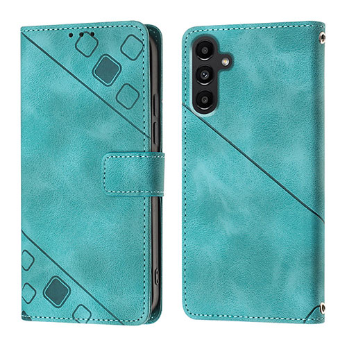 Leather Case Stands Flip Cover Holder YB1 for Samsung Galaxy A14 5G Green