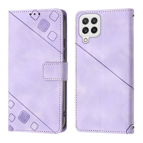 Leather Case Stands Flip Cover Holder YB1 for Samsung Galaxy A22 4G Purple