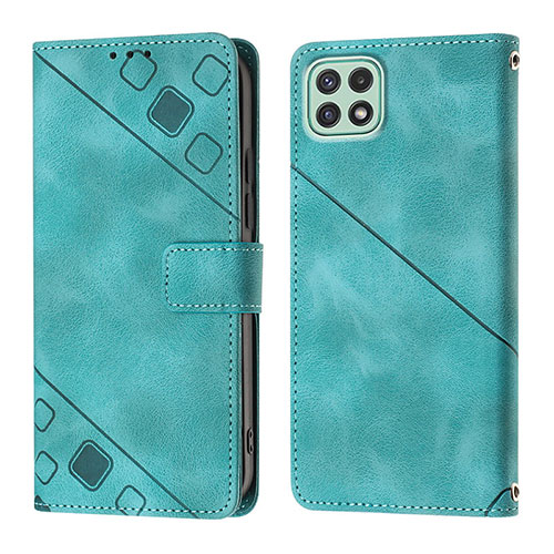 Leather Case Stands Flip Cover Holder YB1 for Samsung Galaxy A22 5G Green