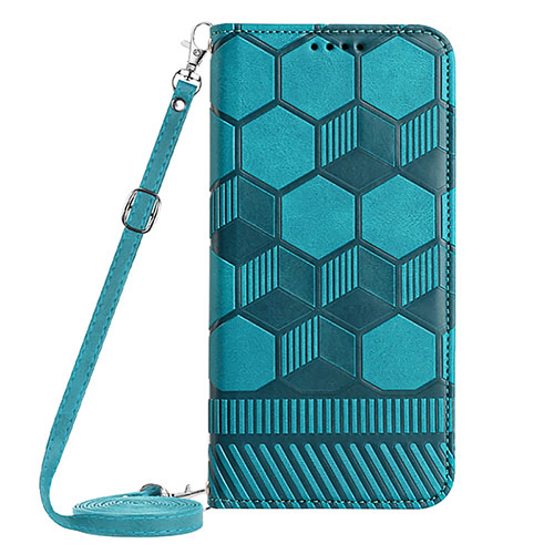 Leather Case Stands Flip Cover Holder YB1 for Samsung Galaxy A34 5G Cyan